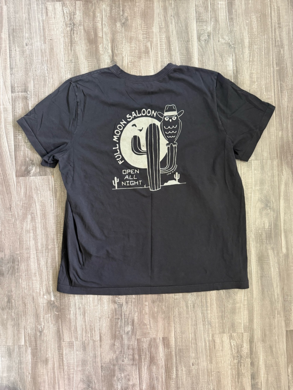 Life Is Good Black Tee with White Desert Graphic